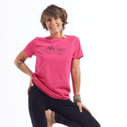 T-SHIRT YOGA DOUX FEMME EN COTON ISSU DE L'AGRICULTURE BIOLOGIQUE ROSE