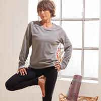 Organic Cotton Long-Sleeved Yoga T-Shirt - Grey