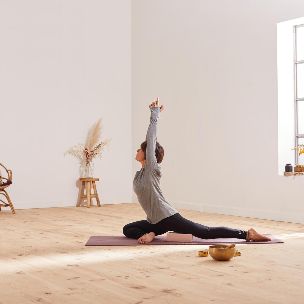 Polera Yoga Mujer Beis Manga Larga