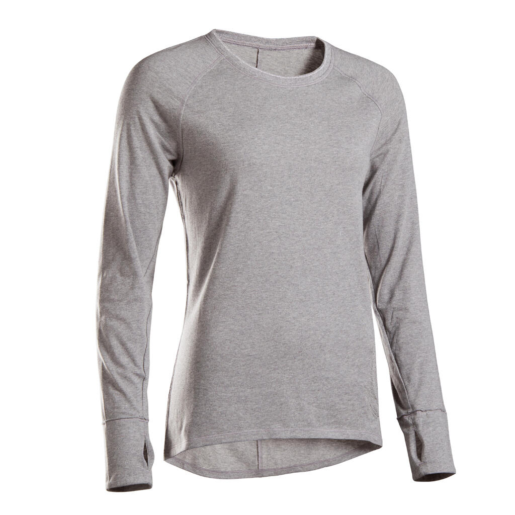 Camiseta para yoga suave manga larga para Mujer Kimjaly gris