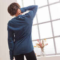 Langarmshirt sanftes Yoga Biobaumwolle Damen blau