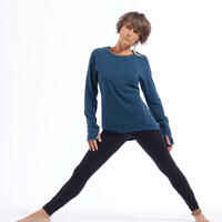 Langarmshirt sanftes Yoga Biobaumwolle Damen blau