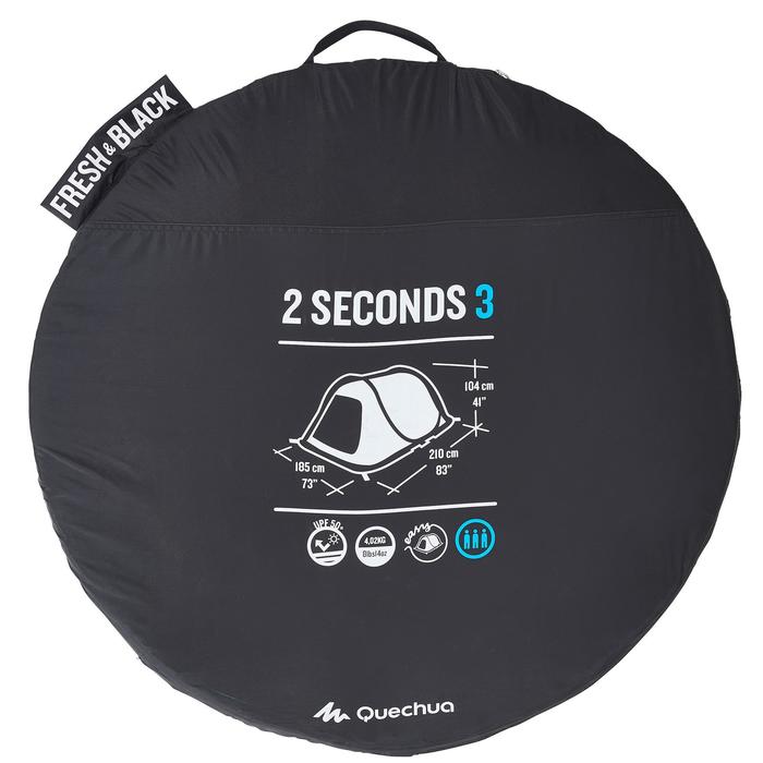 Quechua Pop up tent 2 Seconds 3 Fresh & Black I 3 personen wit