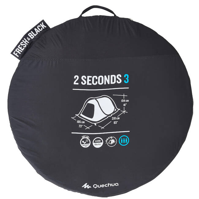 Stan 2 Seconds Fresh&Black na kempovanie pre 3 osoby QUECHUA Decathlon