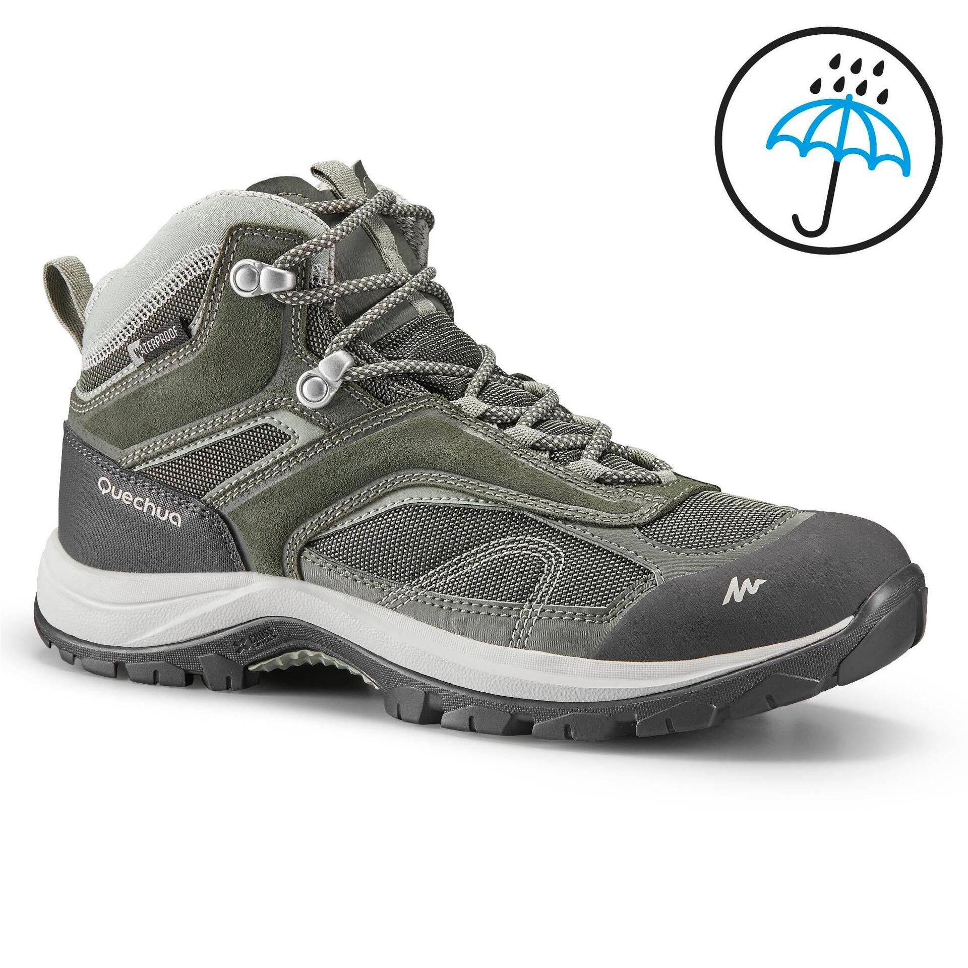 Women’s waterproof mountain walking boots MH100 Mid -Khaki