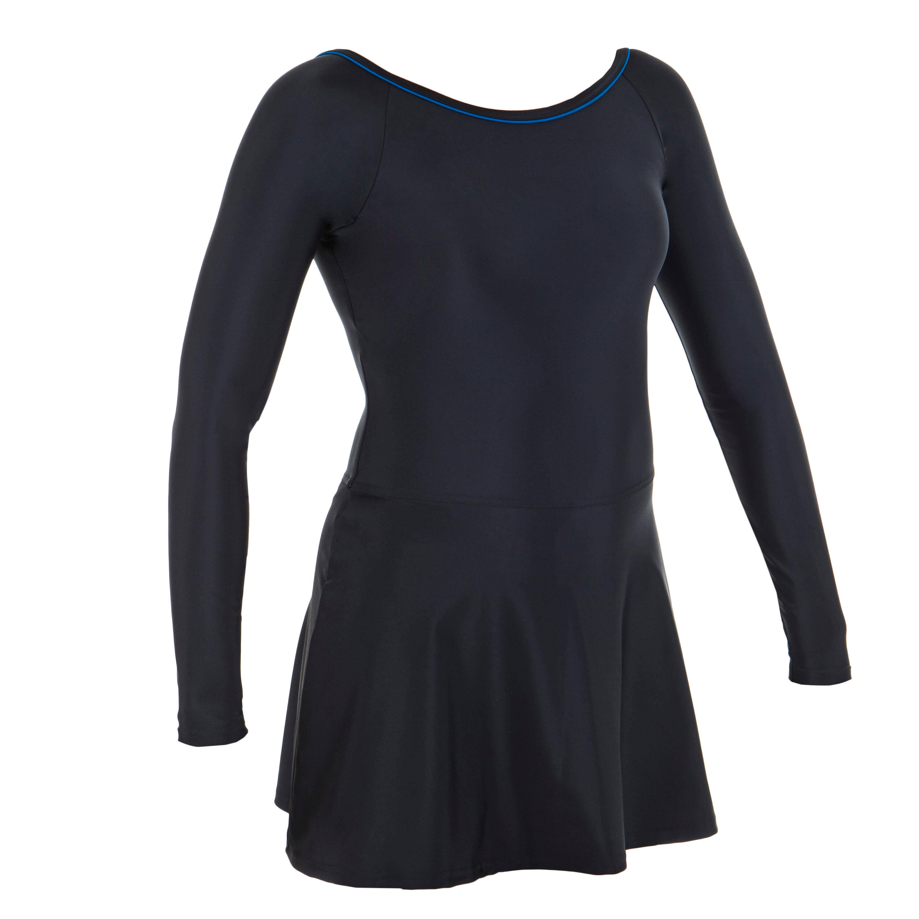 Women Swimming One Piece Full Sleeve Swimsuit Una Flexible & UV Protection Black -  5