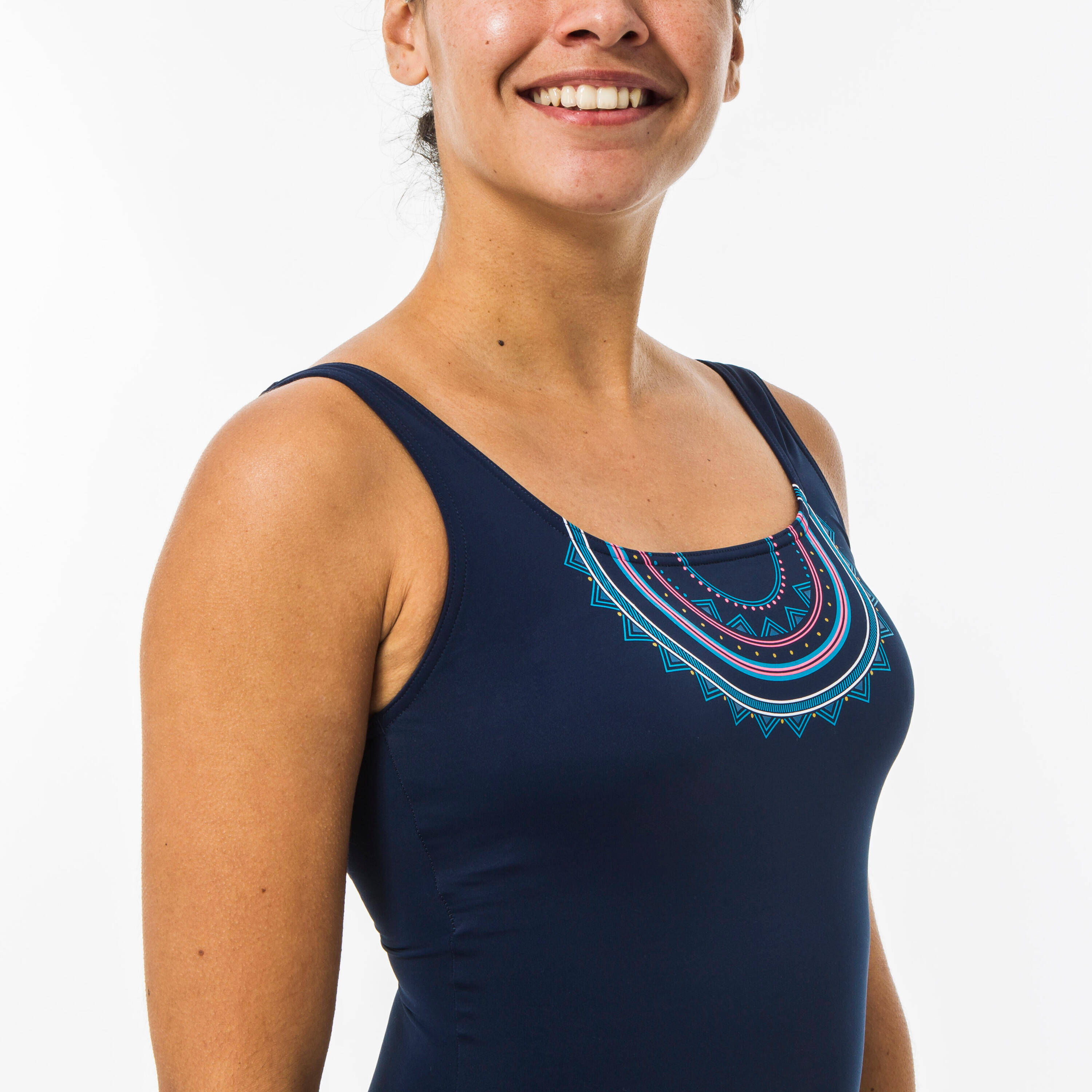 Women Swimming One Piece Heva Skirt Swimsuit  Blue -  3