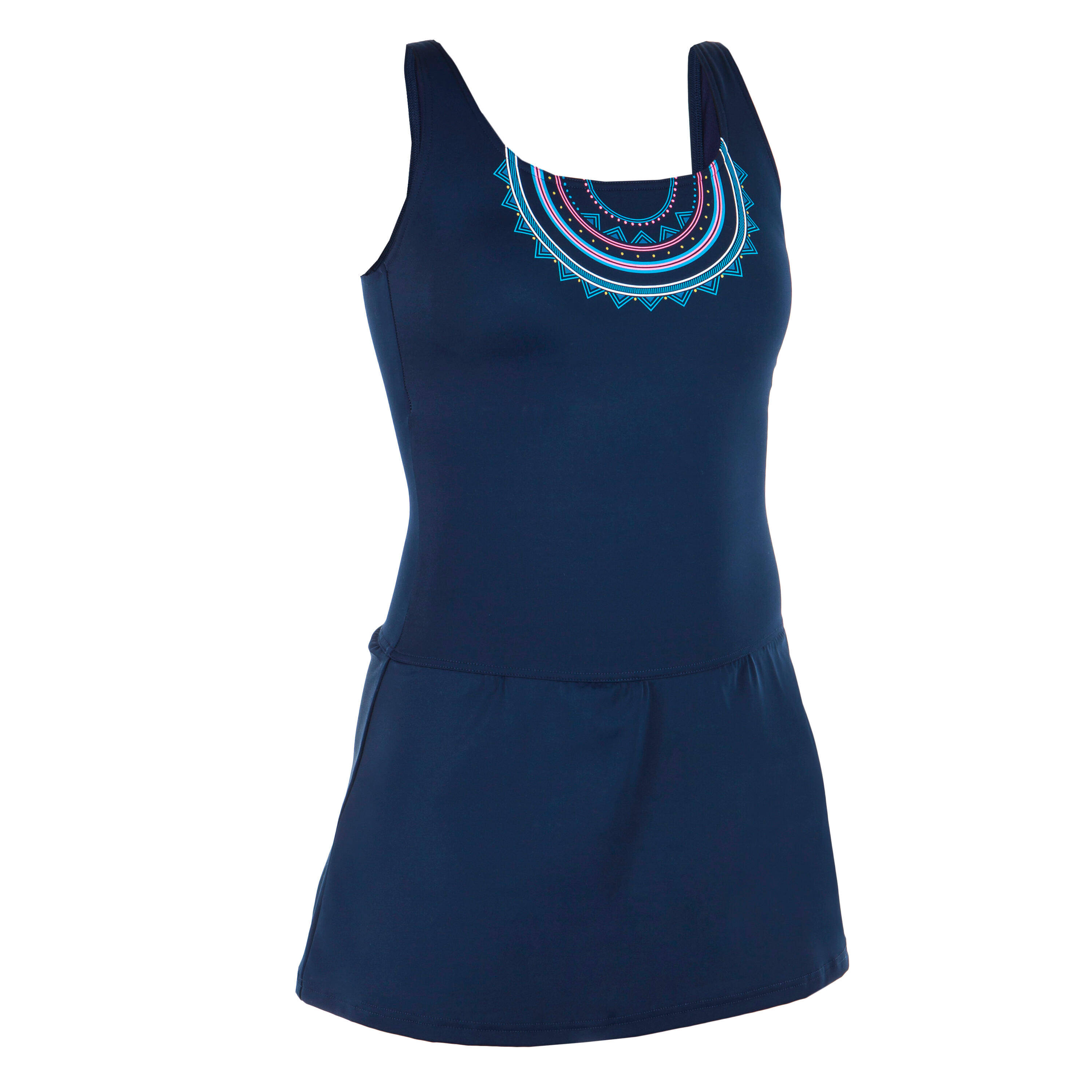 Women Swimming One Piece Heva Skirt Swimsuit  Blue -  2