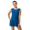 Women Swimming One Piece Sleeves Less Skirt  Swimsuit Una Blue