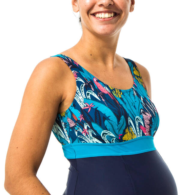 Women Maternity Swimwear Onepiece Halter Pregnancy Swimsuit Floral Bathing  Suits Adjustable Chest Swimwear Postpartum Clothes (Blue, M) :  : Fashion