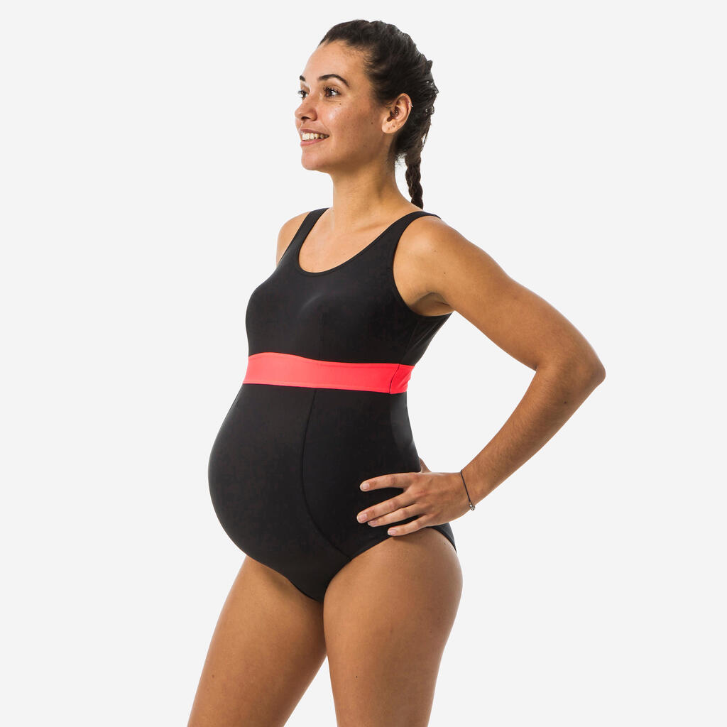 TRAJE DE BAÑO NATACIÓN PARA EMBARAZADAS NEGRO/CORAL 