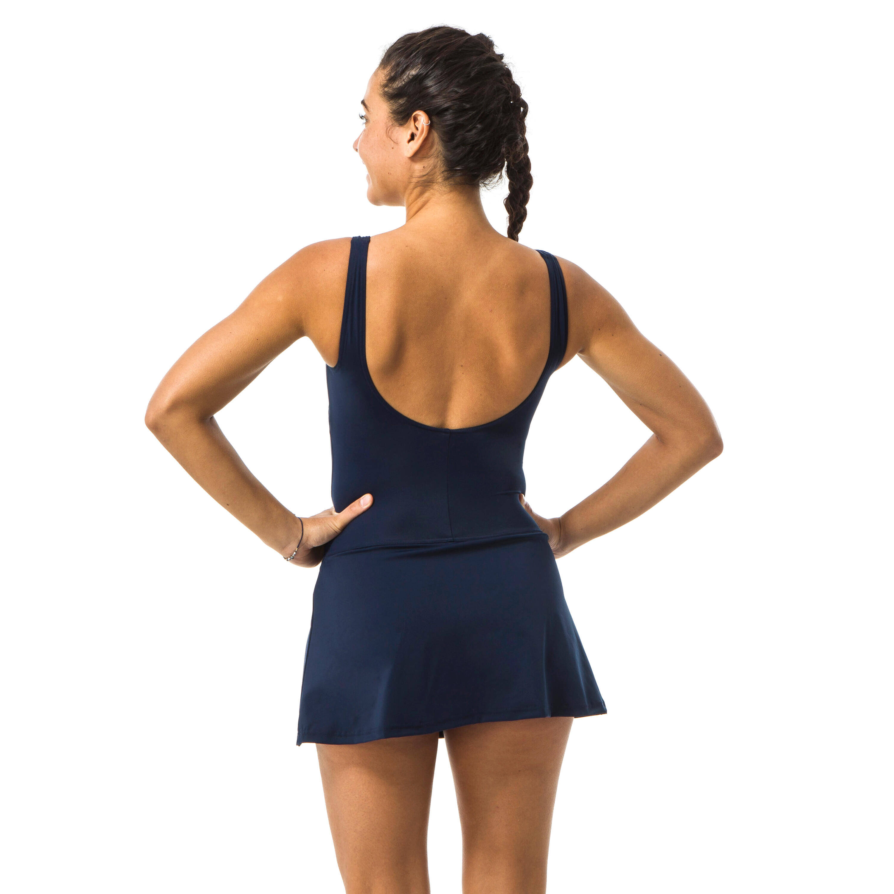 Women Swimming One Piece Heva Skirt Swimsuit  Blue -  4