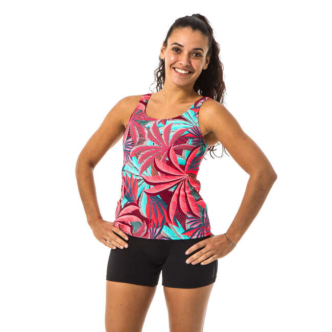 Jednodijelni kupaći kostim tankini Heva crveni Decathlon