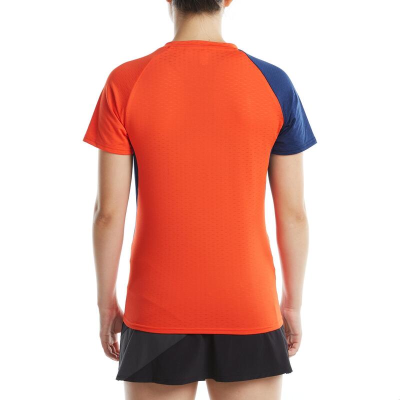 T-shirt de Badminton 560 Mulher Vermelho Azul marinho