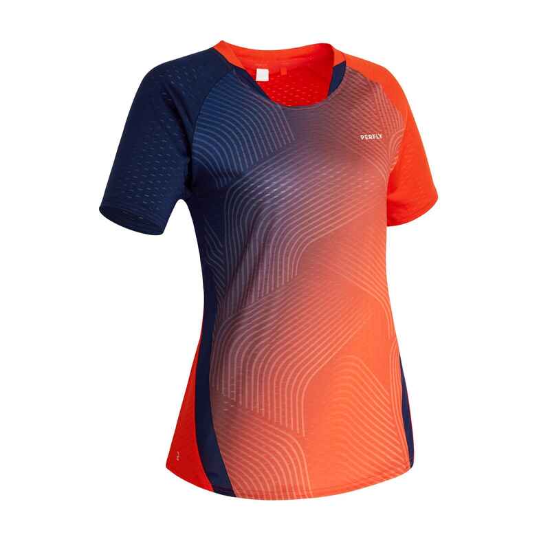 Damen Badminton T-Shirt - 560 rot/marineblau