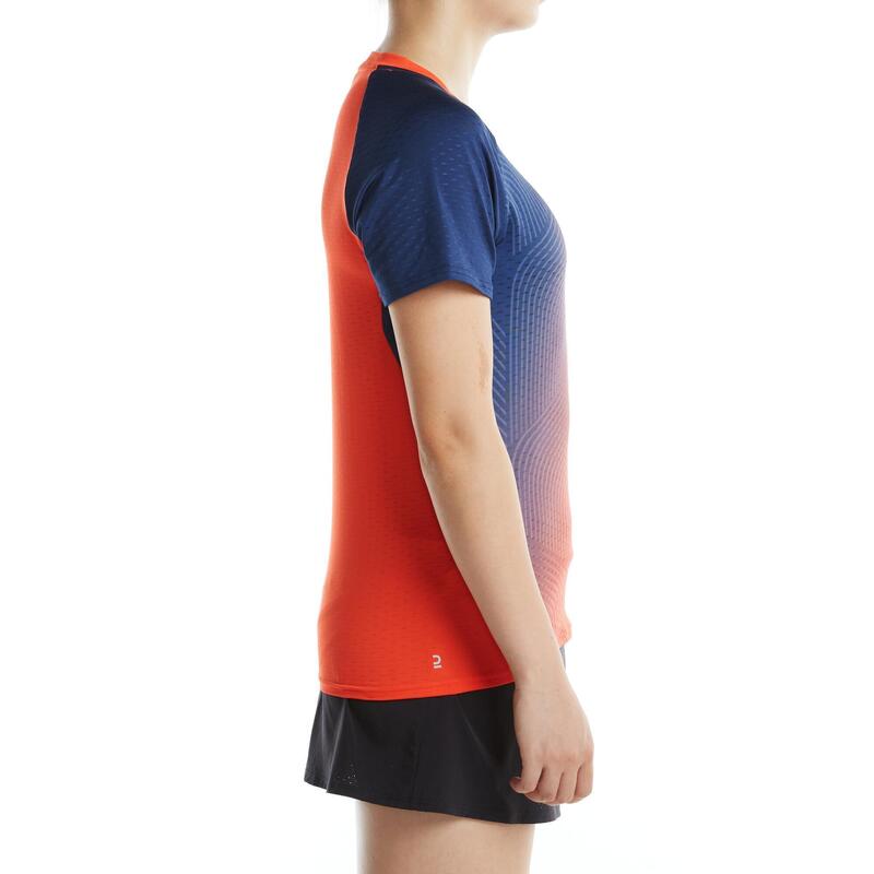 T-shirt de Badminton 560 Mulher Vermelho Azul marinho