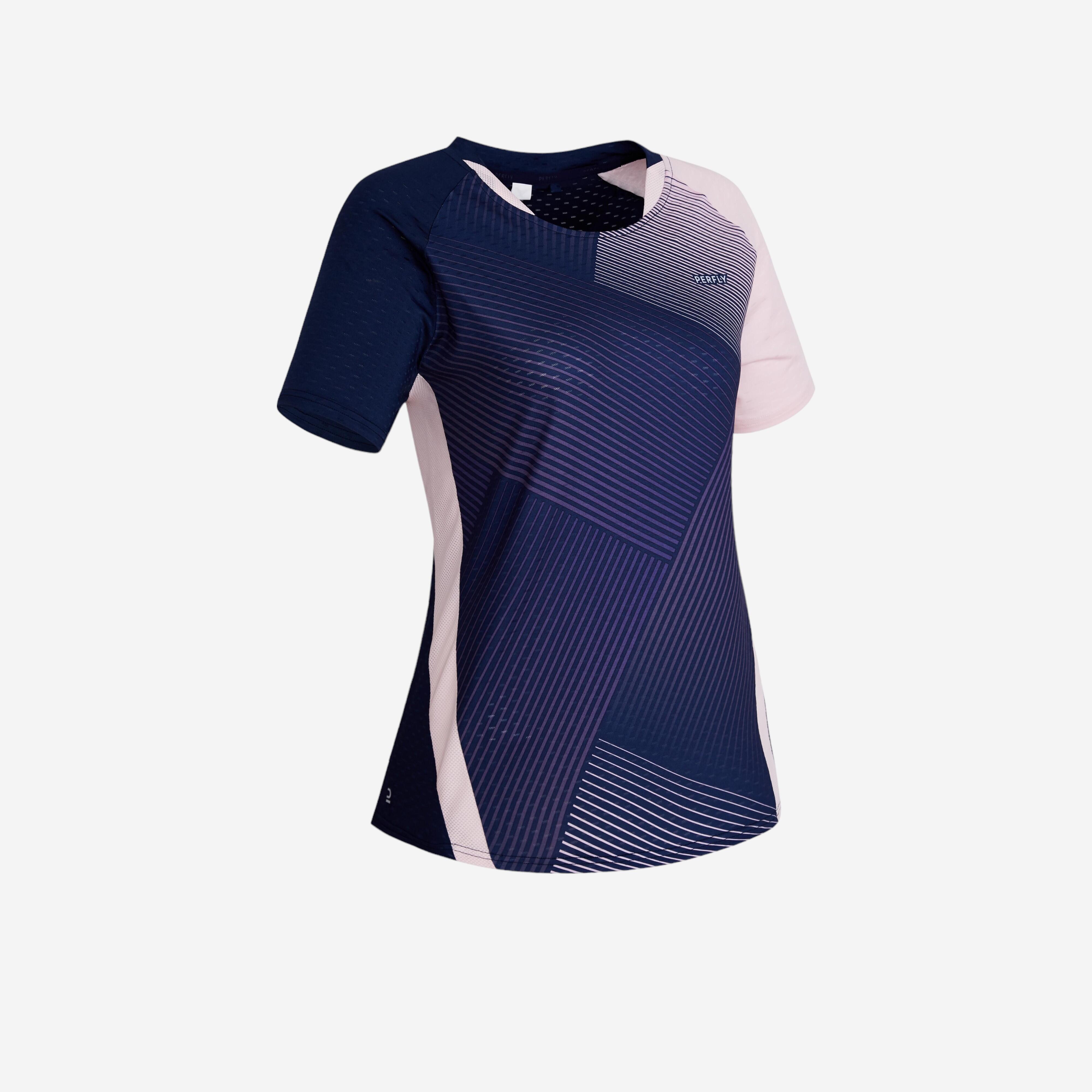 Tricou Badminton 560 Roz/Bleumarin Damă
