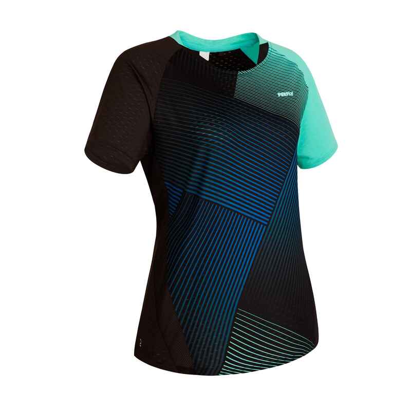 Badminton T-Shirt 560 Damen grün/marineblau