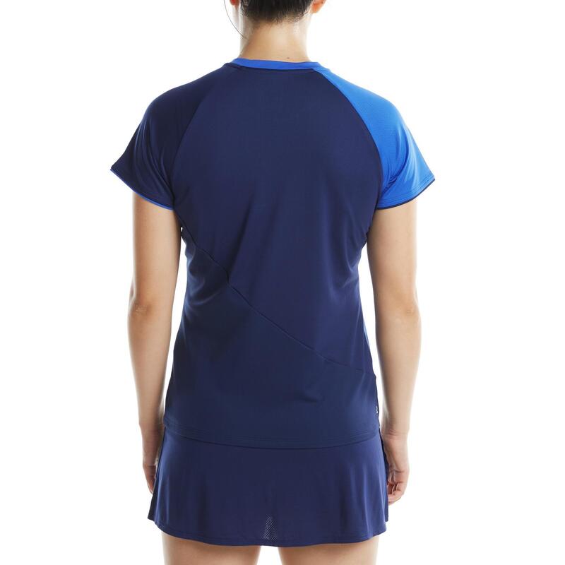 Camiseta de bádminton manga corta Mujer Perfly 530 azul
