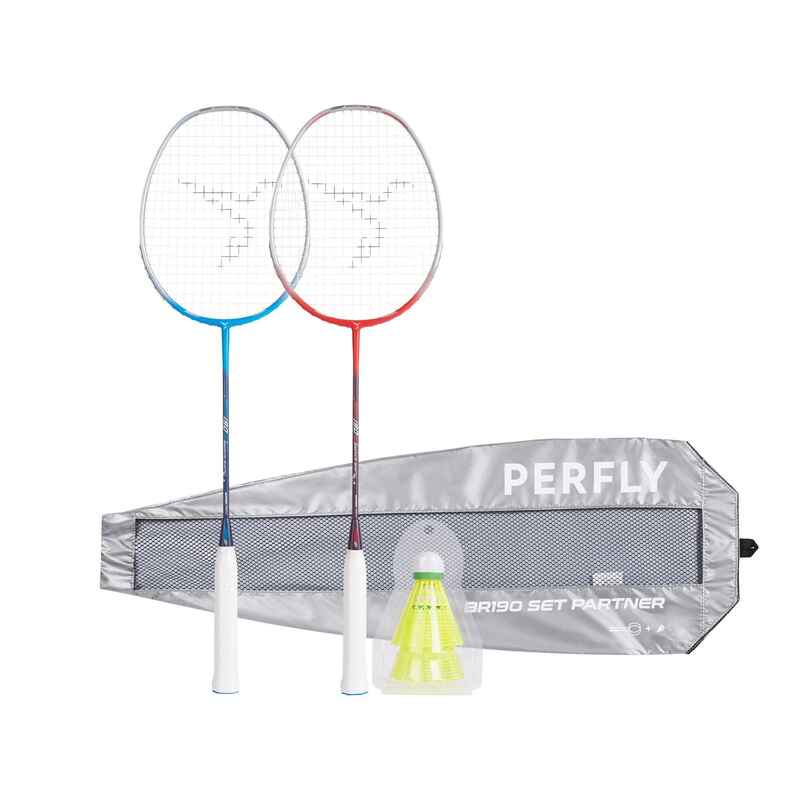 Badmintonschläger BR190 Set Partner rot/blau Media 1