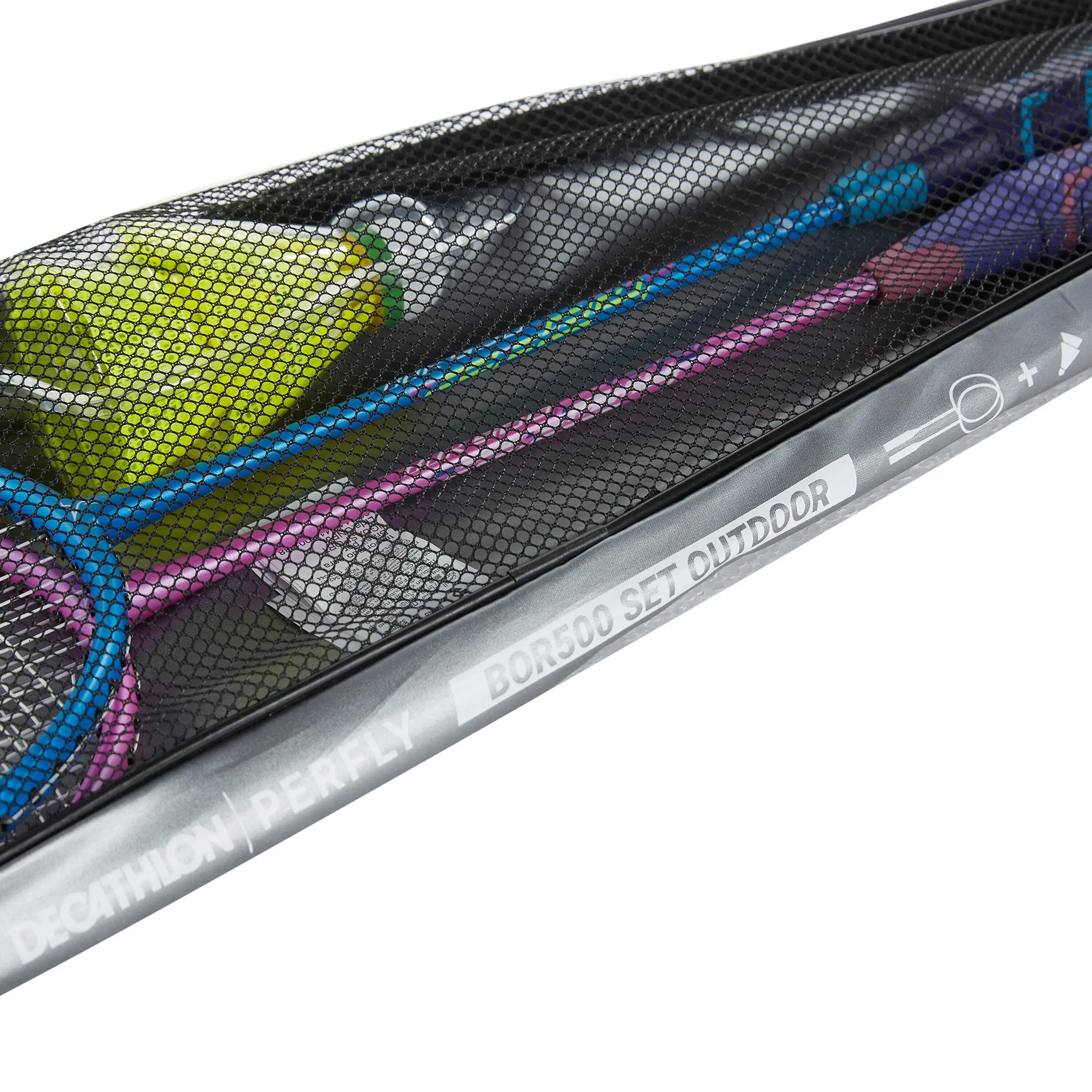 BOR 500 OUTDOOR BADMINTON RACKET SET BLUE INDIGO 17/45