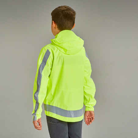 500 Kids' Waterproof Hi-Vis Cycling Jacket - Yellow