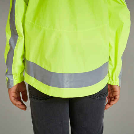 500 Kids' Waterproof Hi-Vis Cycling Jacket - Yellow