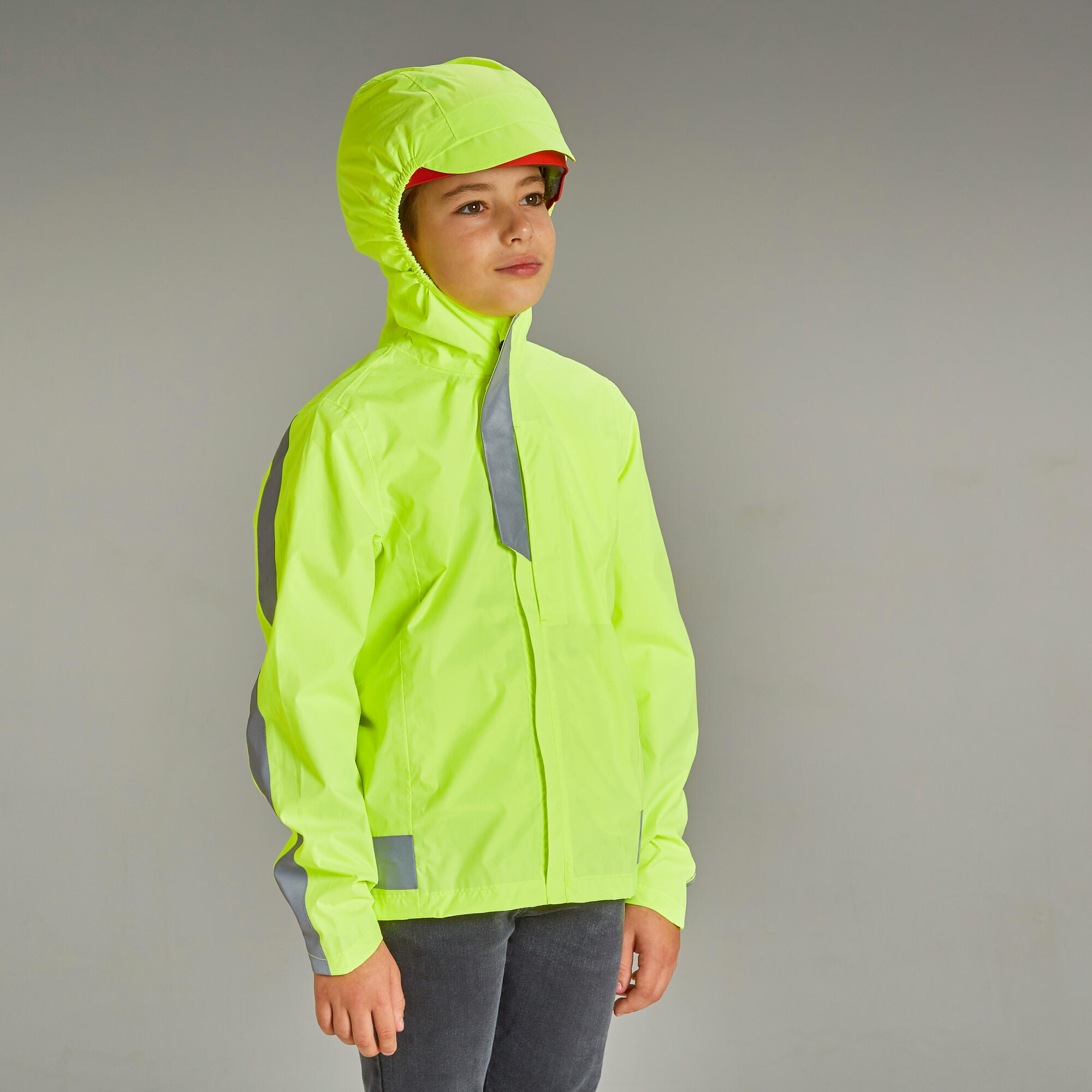 500 CHILDREN'S HIGH-VISIBILITY YELLOW RAIN JACKET