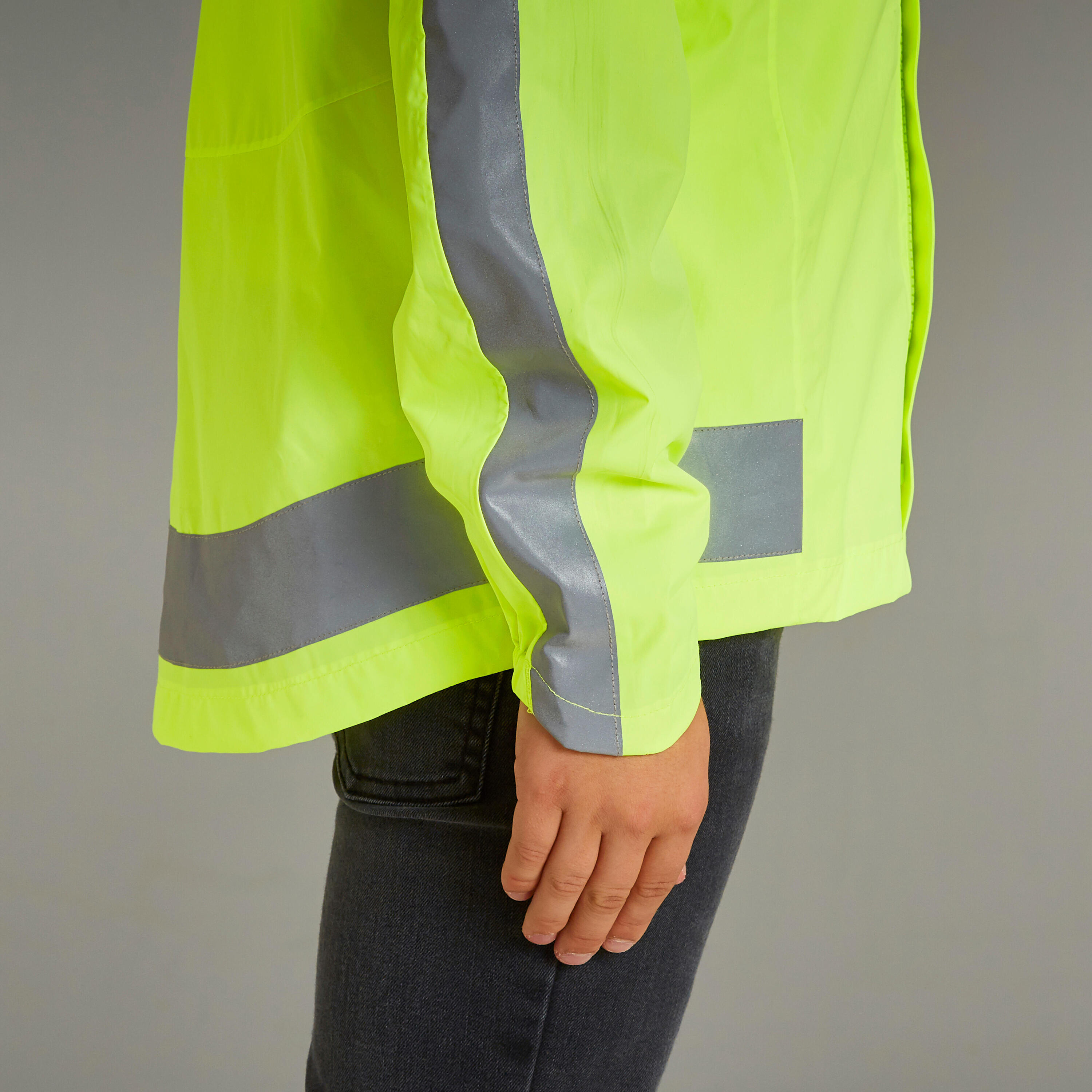 500 Kids' Waterproof Hi-Vis Cycling Jacket - Yellow 9/11