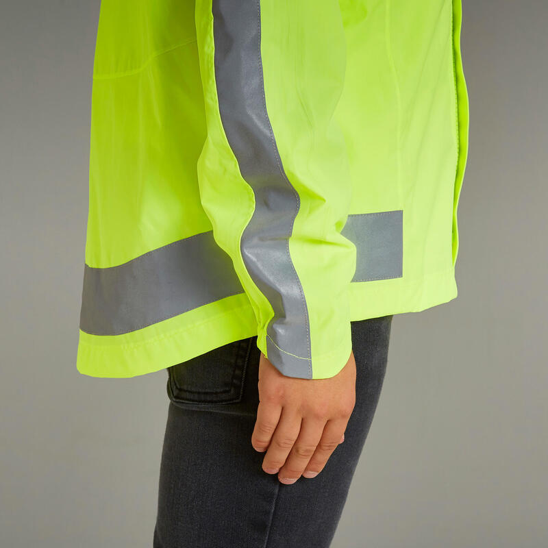 VESTE VÉLO 500 ENFANT PLUIE JAUNE HAUTE VISIBILITÉ