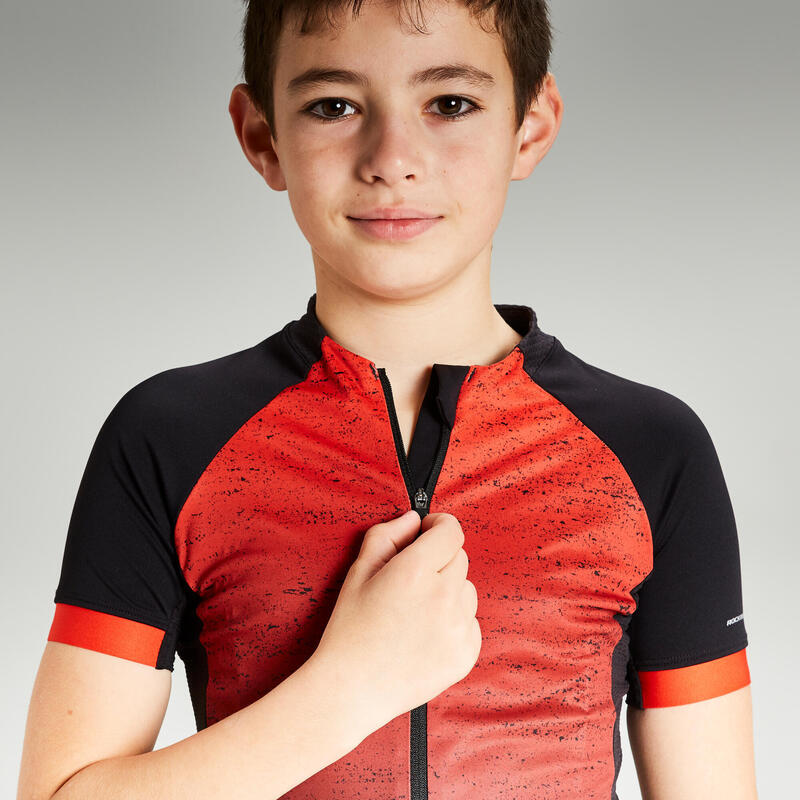 Dětský cyklistický dres 900 černo-červený