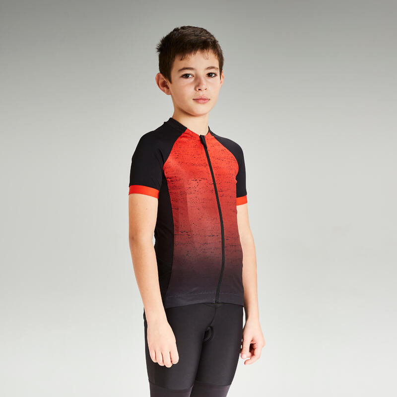 Maillot ciclismo manga corta niños 900 negro y rojo | Decathlon