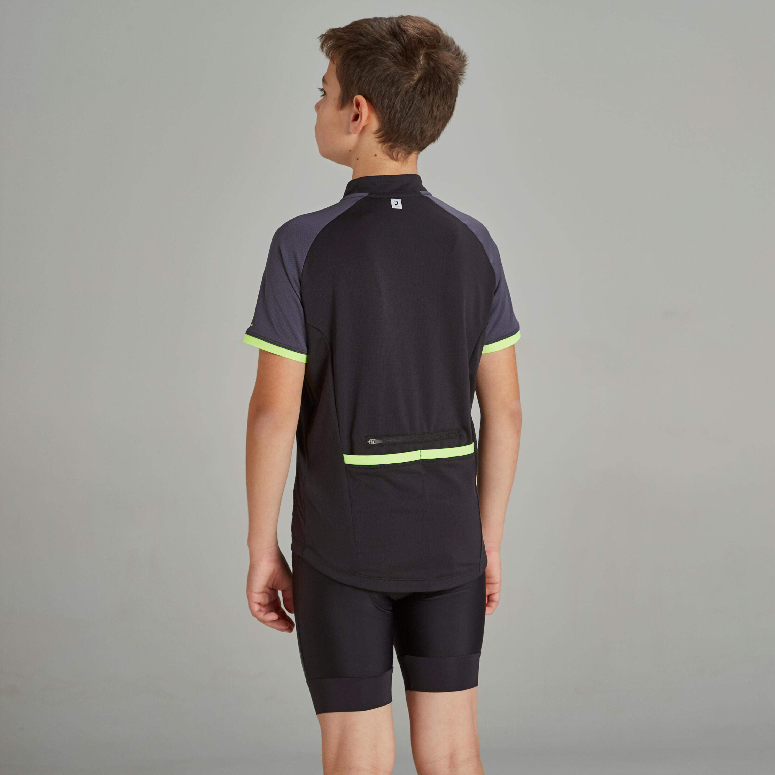 Maillot ciclismo manga corta niños Btwin 500 negro y amarillo 6/13