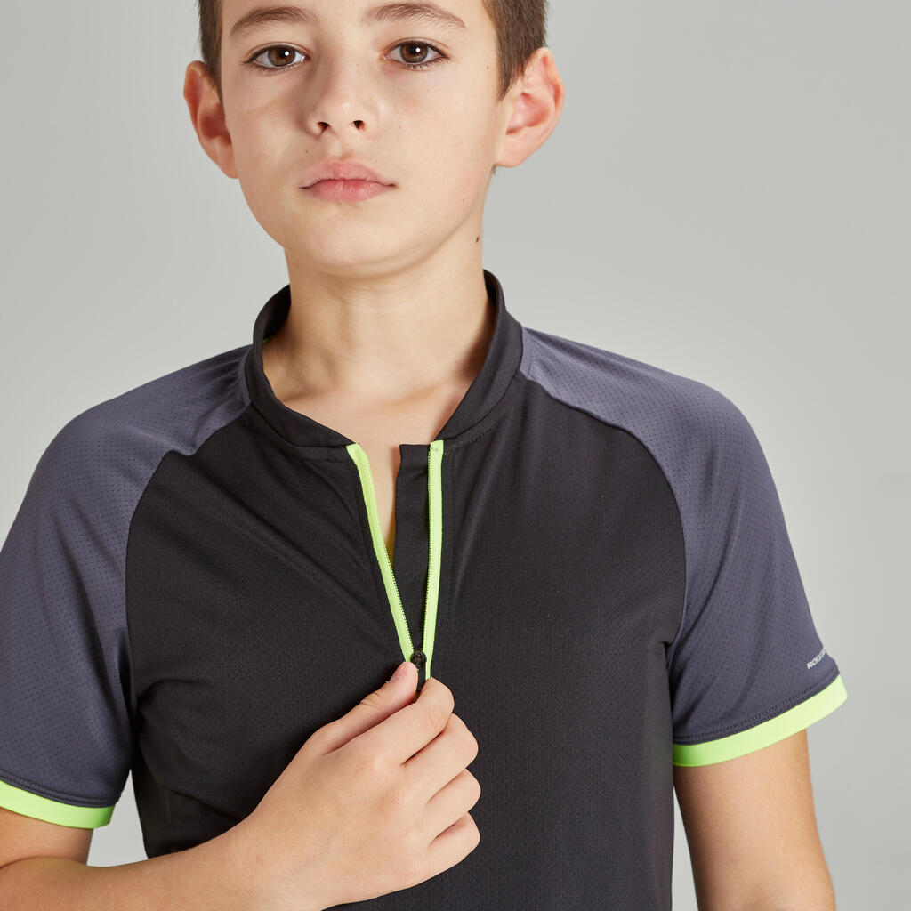 Kids' 7-11 Years Short-Sleeved Cycling Jersey 500 - Black/Yellow