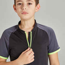 500 Kids' Short-Sleeved Cycling Jersey - Black/Yellow