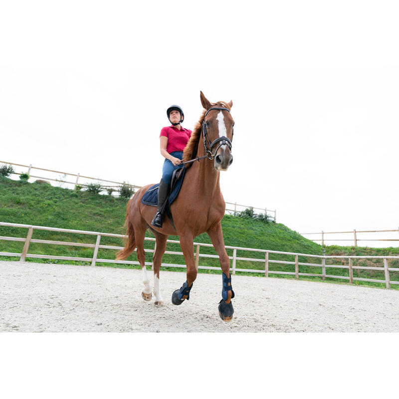 Polo Equitación 100 Mujer Rosa Frambuesa Manga Corta