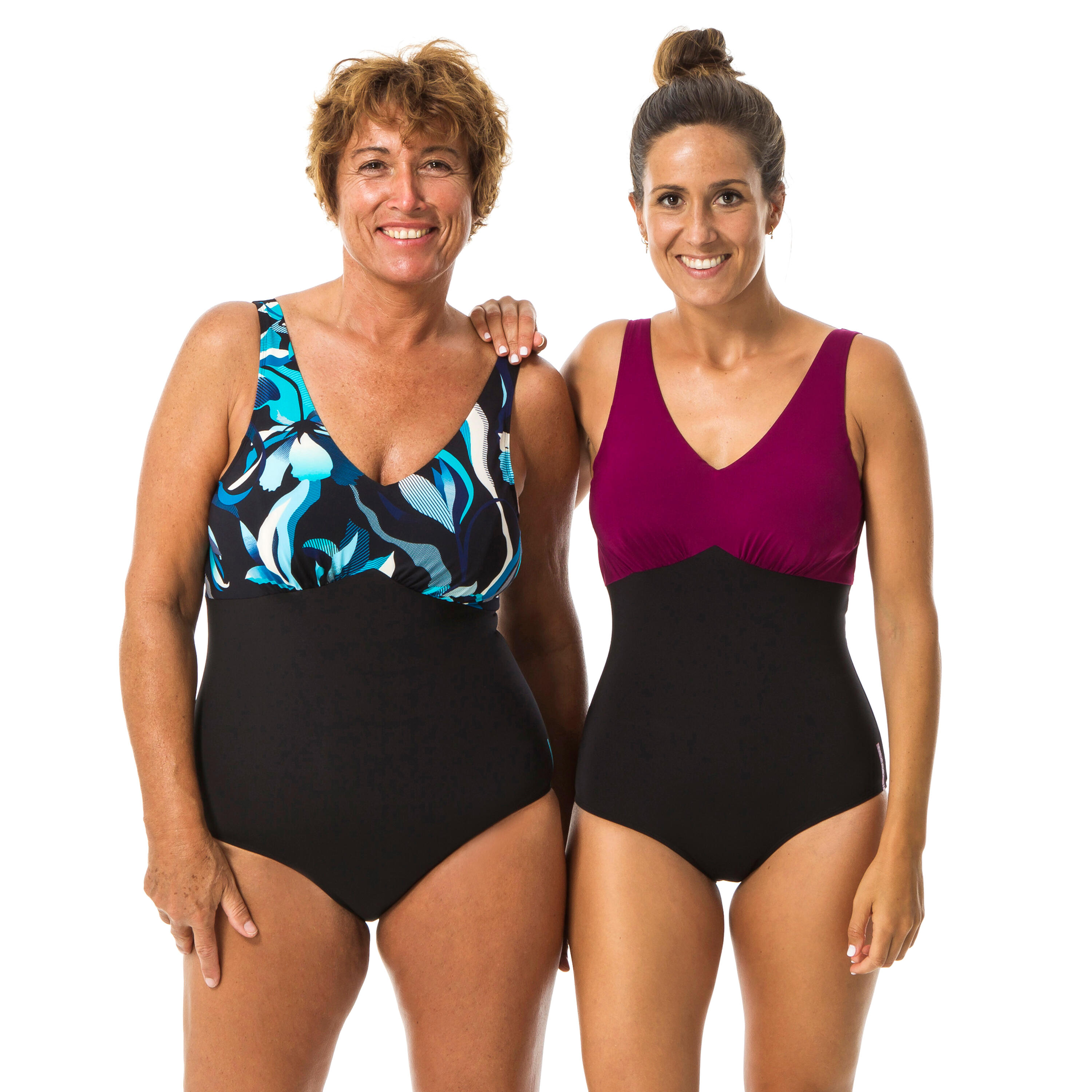 Women's Aquafitness one-piece swimsuit Romi - Black Pink 9/11