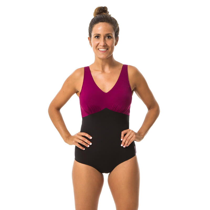 Maillot de bain 1 pièce Aquagym femme Romi noir rose