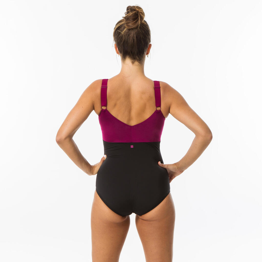 Women's Aquafitness one-piece swimsuit Romi - Black Pink