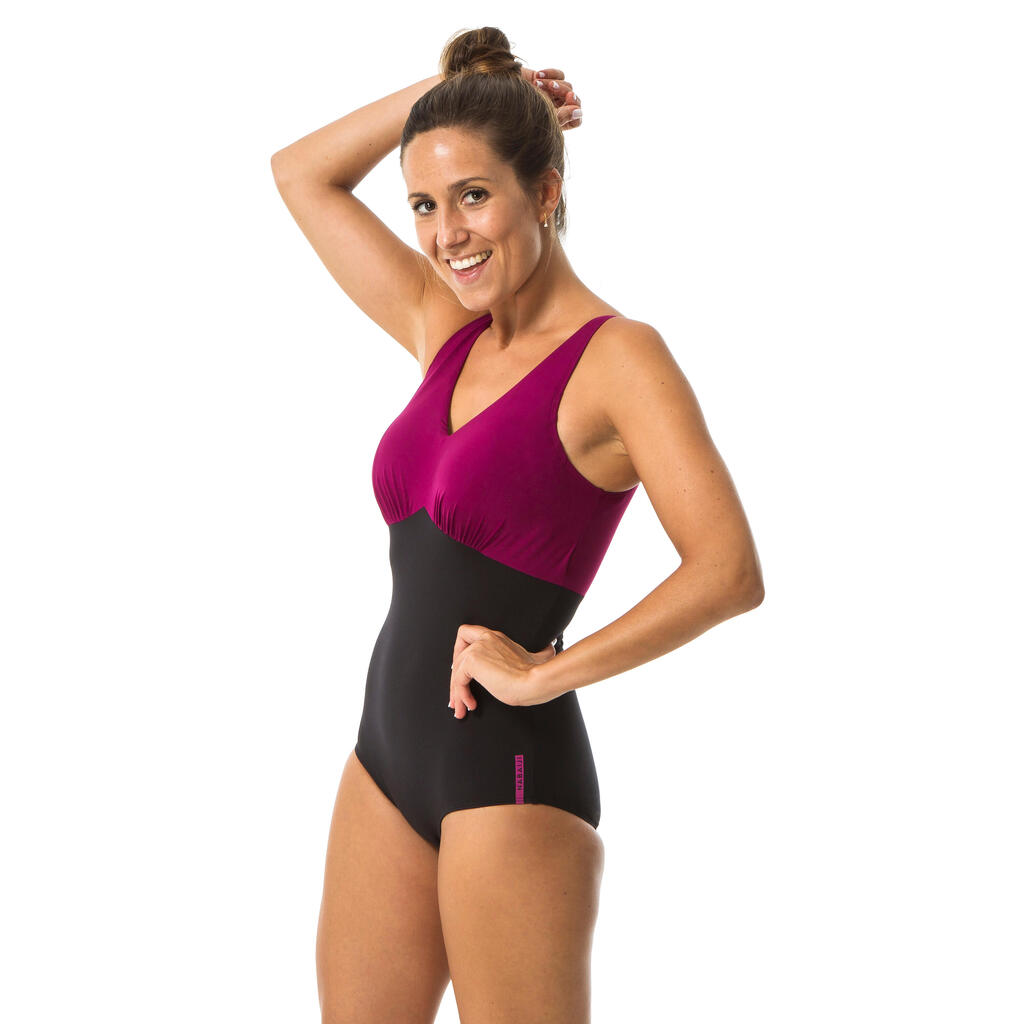 Women's Aquafitness one-piece swimsuit Romi - Black Pink