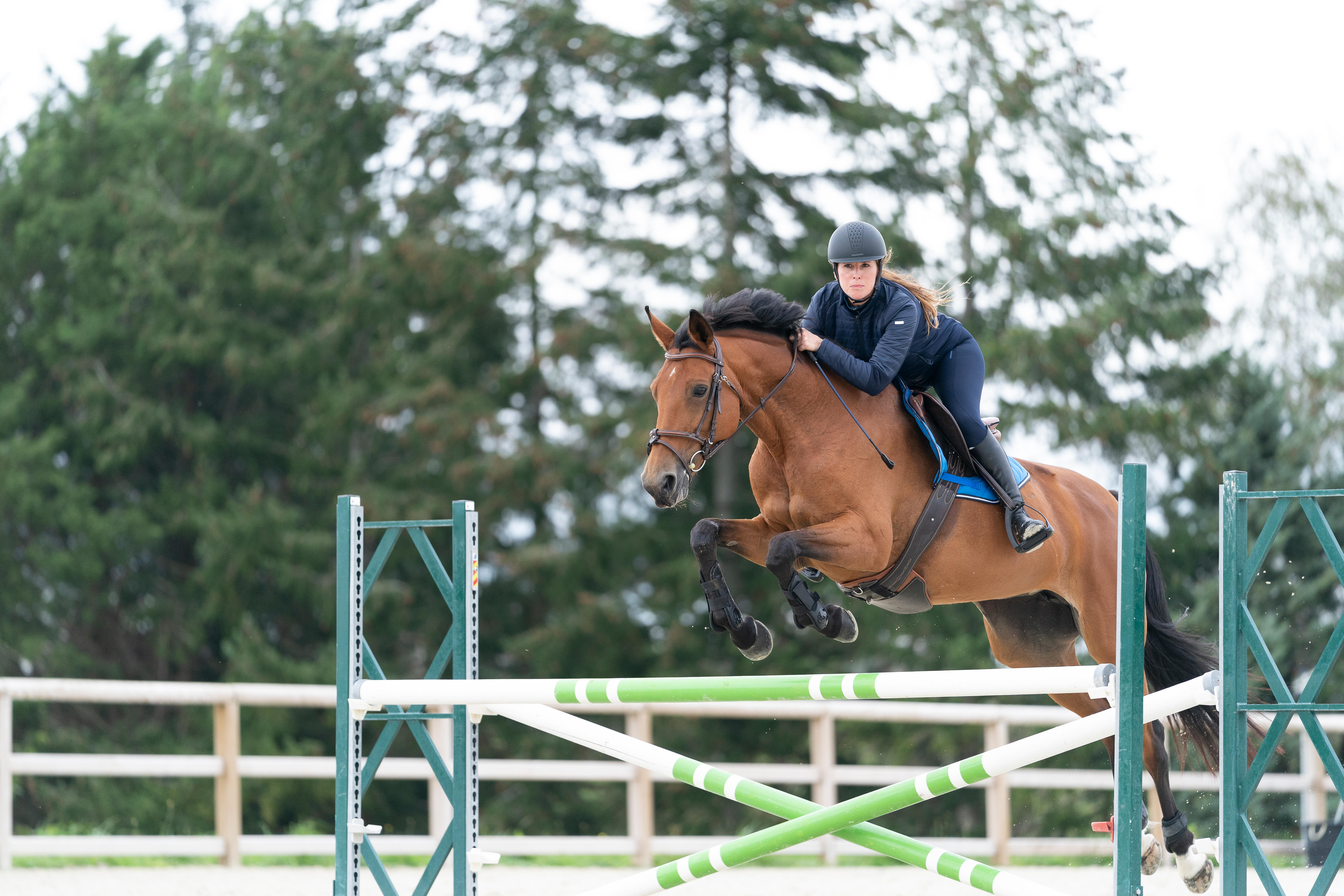 Women's Horse Riding Full Grip Leggings - 500 Blue - FOUGANZA