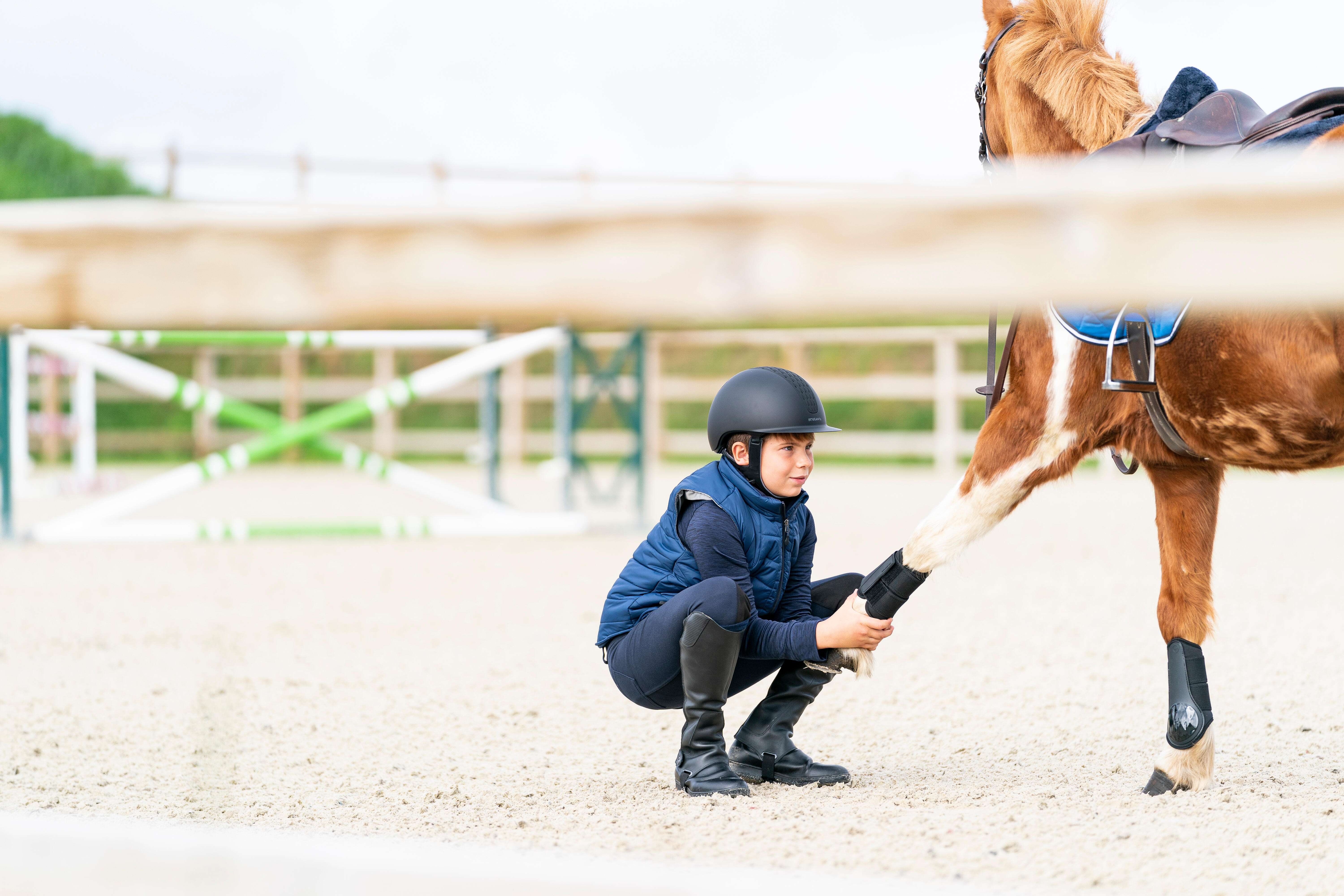 Kids' Horse Riding Sleeveless Down Jacket - 500 Blue - FOUGANZA