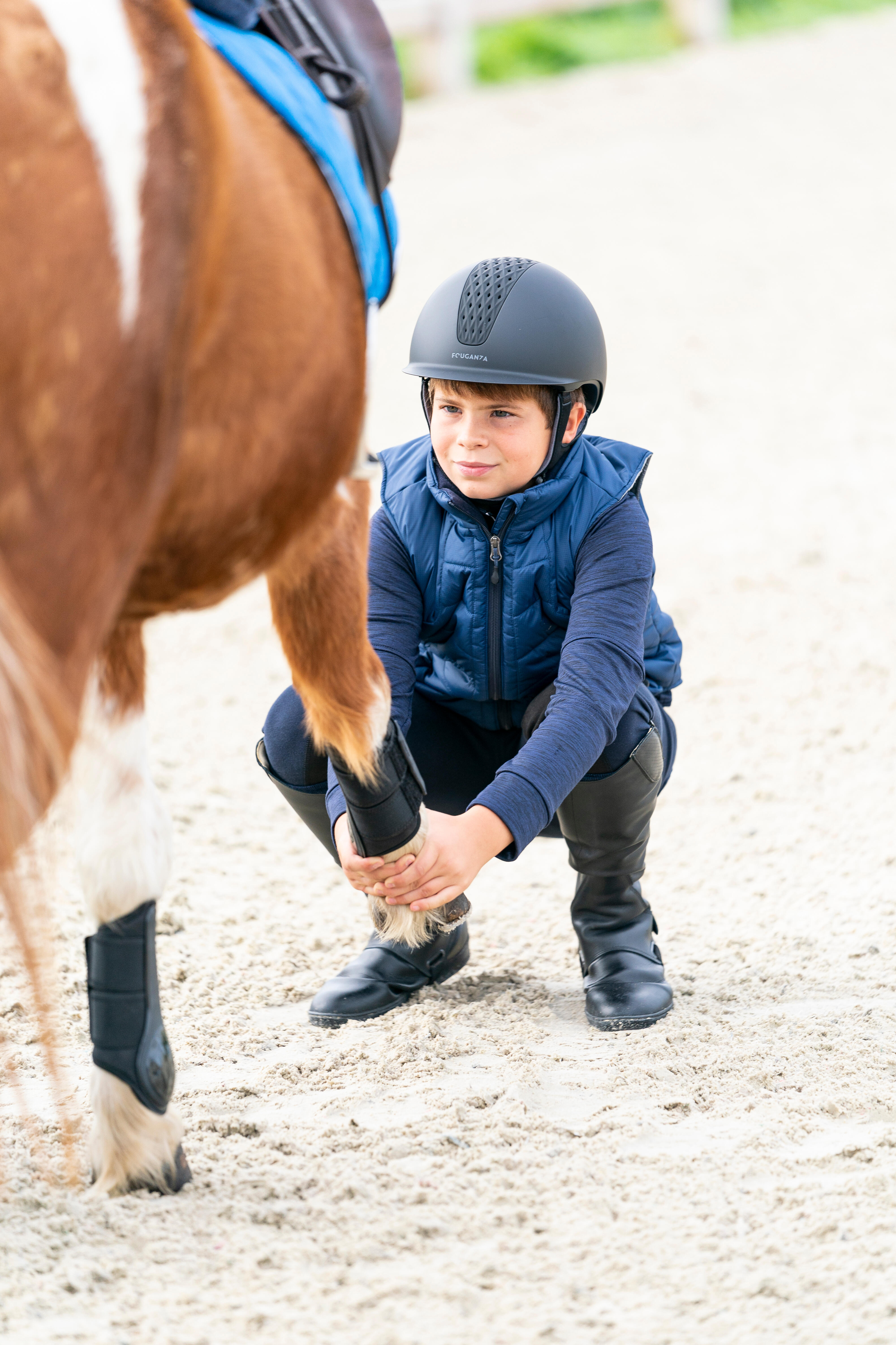 Kids' Horse Riding Sleeveless Down Jacket - 500 Blue - FOUGANZA