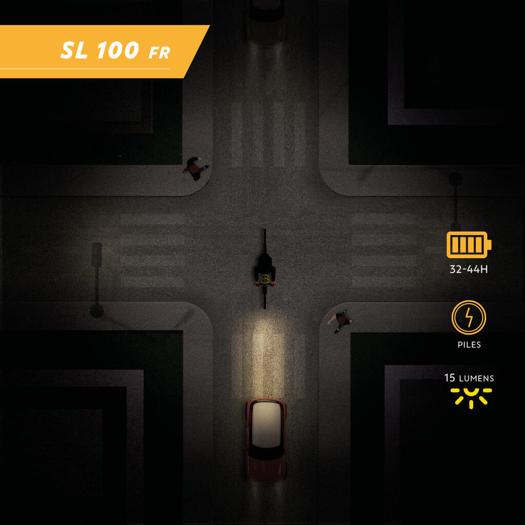 ECLAIRAGE VELO LED SL 100 AVANT JAUNE A PILES