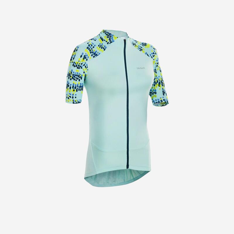 Dámský cyklistický dres 500 Glow s krátkými rukávy mátově zelený 