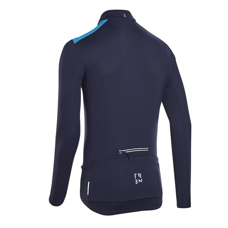 MAILLOT VÉLO ROUTE MANCHES LONGUES ETE PROTECTION UV HOMME - RC500 BLEU