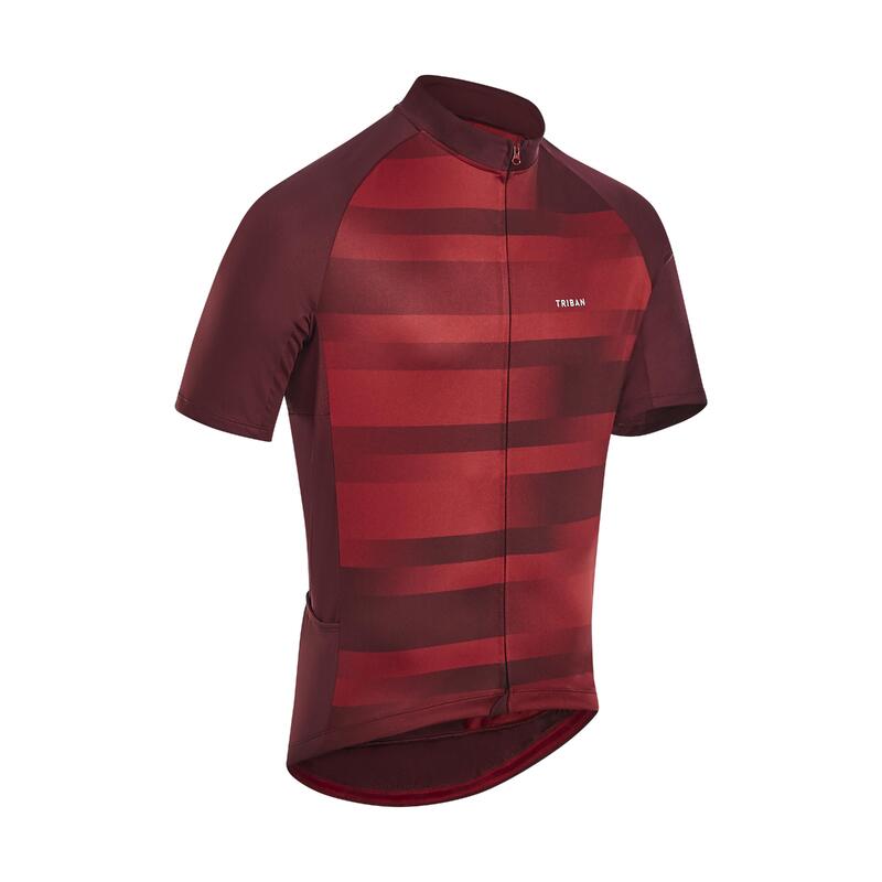 Men's Short-Sleeved Warm Weather Road Cycling Jersey RC100 - Vib/Burgundy