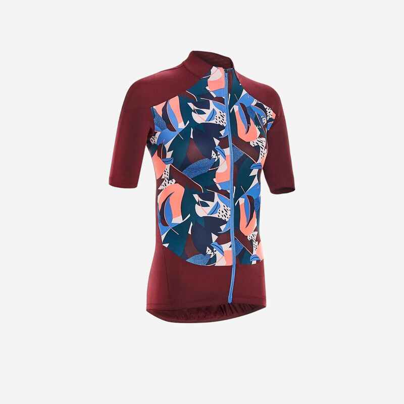 Radtrikot kurzarm Rennrad 500 Sunplant Damen bordeaux