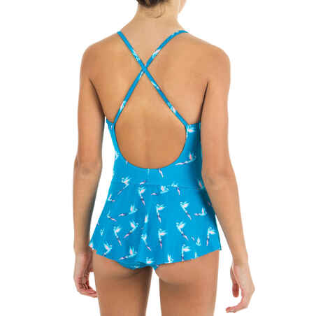 Lila All Oto 100 Girls Swimming One-Piece Swimsuit/Skirt - Turquoise