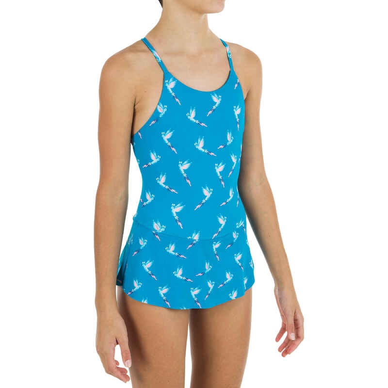Lila All Oto 100 Girls Swimming One-Piece Swimsuit/Skirt - Turquoise